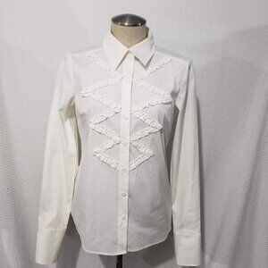 MICHAEL Michael Kors Of White Buttons Up Pleated Front Blouse 6